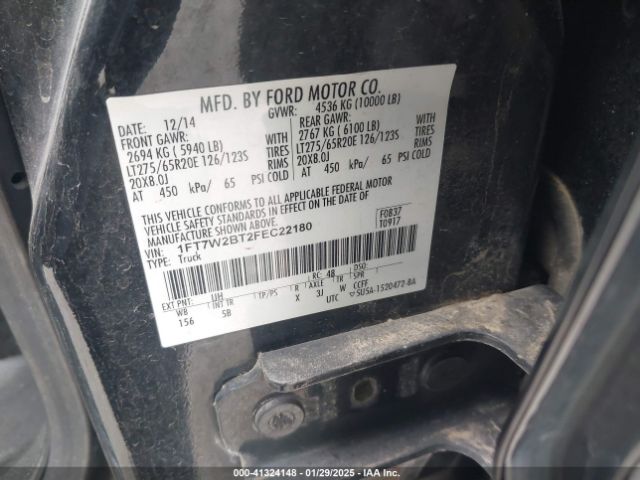 1FT7W2BT2FEC22180 Ford F-250 Lariat