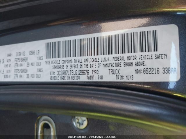 3C6RR7LT9JG129676 RAM 1500 Big Horn  4x4 5'7 Box