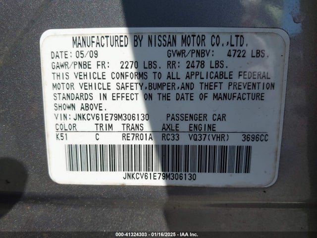 2009 INFINITI G37 SEDAN JNKCV61E79M306130 Photo 8