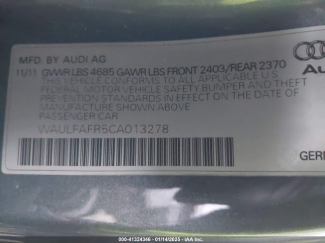 2012 AUDI A5 WAULFAFR5CA013278 Photo 8