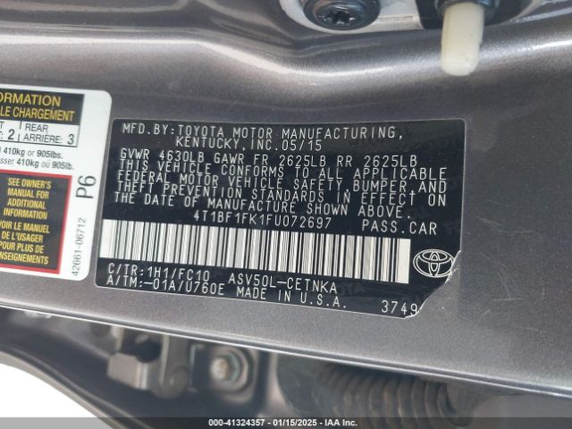 4T1BF1FK1FU072697 Toyota Camry Le/se/xle/xse