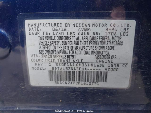 2019 NISSAN VERSA SEDAN 3N1CN7AP2KL810791 Photo 8
