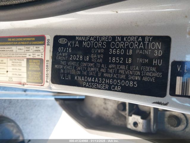 KNADM4A32H6050085 KIA RIO LX