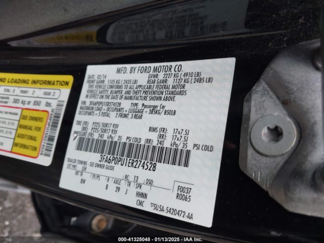 3FA6P0PU1ER274528 Ford Fusion Energi Se Luxury