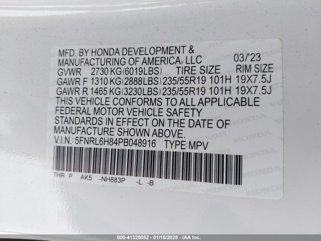 Honda Odyssey Touring 2023 5FNRL6H84PB048916 Image 9