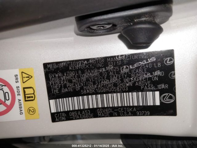 58ABK1GG8HU058703 Lexus ES 350