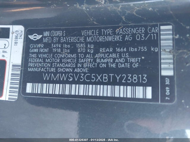 2011 MINI COOPER S WMWSV3C5XBTY23813 Photo 8