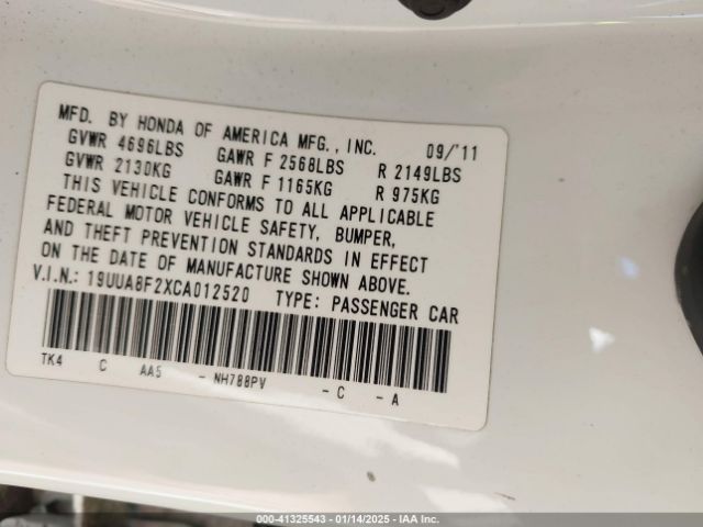 2012 ACURA TL 19UUA8F2XCA012520 Photo 8