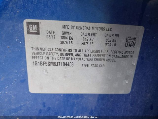 1G1BF5SM6J7104403 Chevrolet Cruze Premier Auto