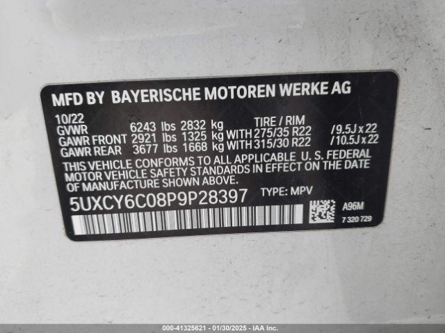 2023 BMW X6 5UXCY6C08P9P28397 Photo 8