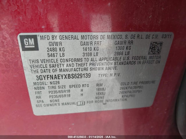 2011 CADILLAC SRX 3GYFNAEYXBS629139 Photo 8