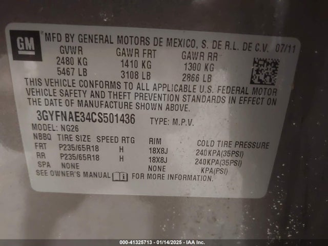 2012 CADILLAC SRX 3GYFNAE34CS501436 Photo 8