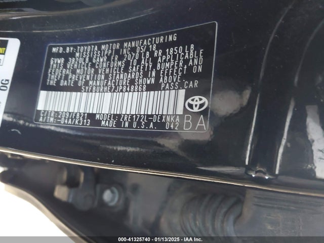 Toyota COROLLA LE 2018 5YFBURHE7JP848868 Image 9