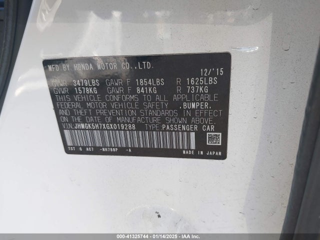 JHMGK5H7XGX019288 Honda FIT EX