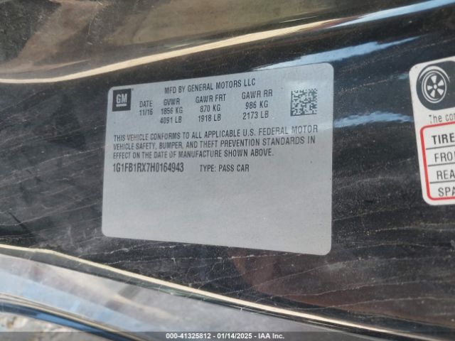 1G1FB1RX7H0164943 Chevrolet Camaro 1lt