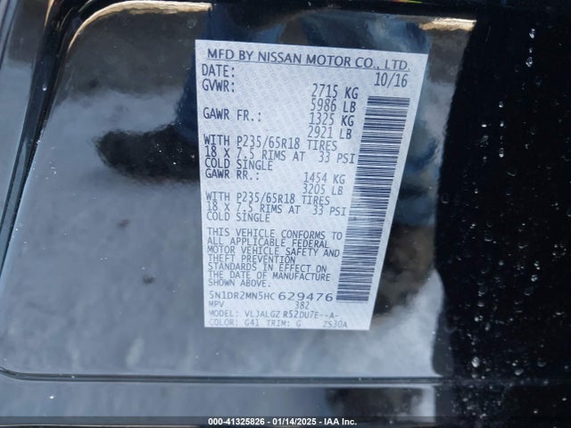 Nissan Pathfinder Sl 2017 5N1DR2MN5HC629476 Image 9