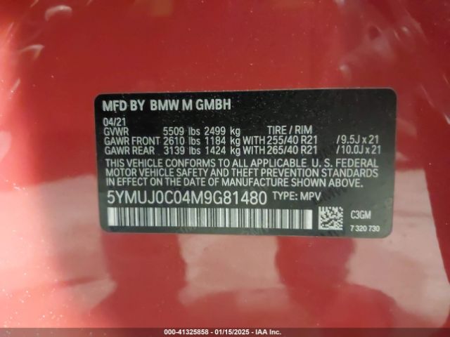 2021 BMW X4 M 5YMUJ0C04M9G81480 Photo 8