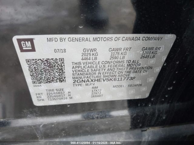 2GNAXHEV5K6117738 Chevrolet Equinox