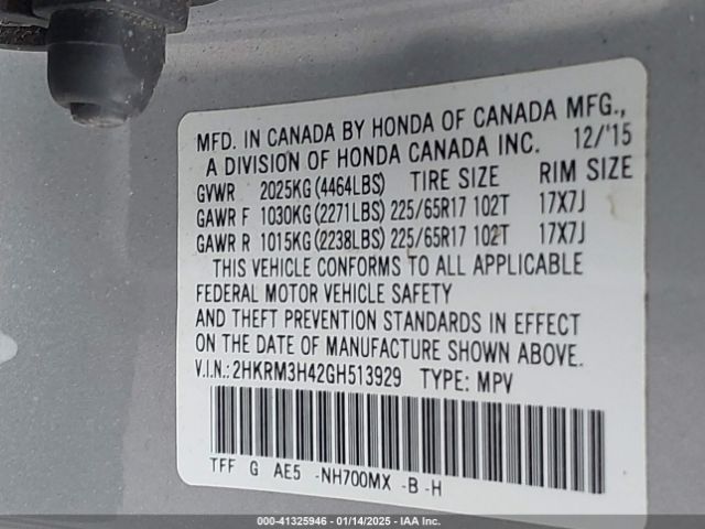 2HKRM3H42GH513929 Honda CR-V SE