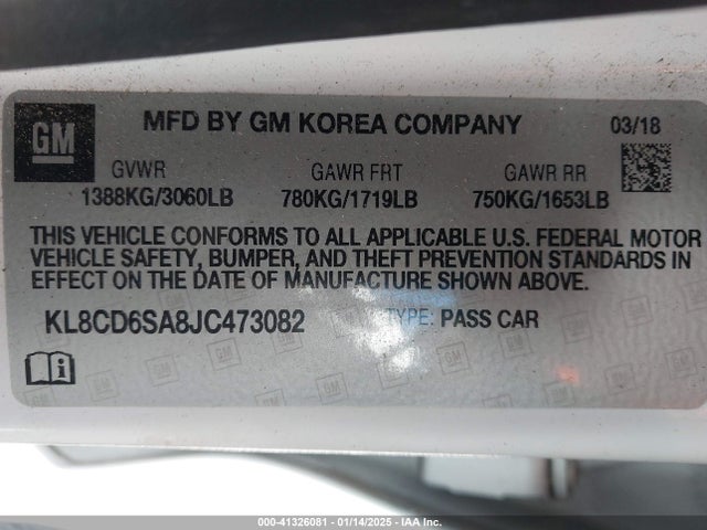 Chevrolet Spark 1lt Cvt 2018 KL8CD6SA8JC473082 Image 9