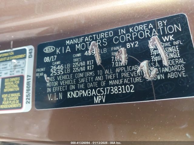 KNDPM3AC5J7383102 KIA Sportage Lx