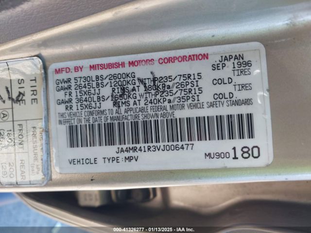 1997 MITSUBISHI MONTERO JA4MR41R3VJ006477 Photo 8