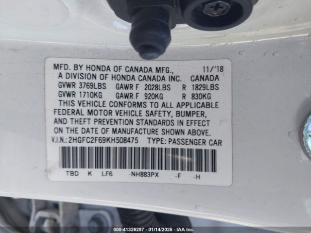 2HGFC2F69KH508475 Honda Civic Lx