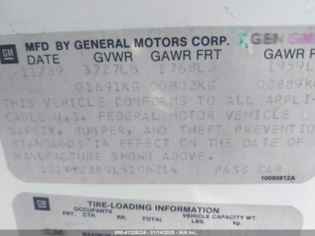 1990 CHEVROLET CORVETTE 1G1YY2389L5106214 Photo 8