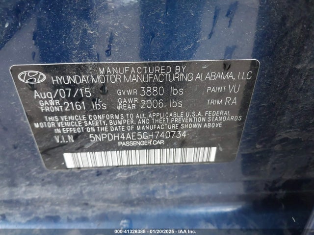 Hyundai ELANTRA SE 2016 5NPDH4AE5GH740734 Image 9