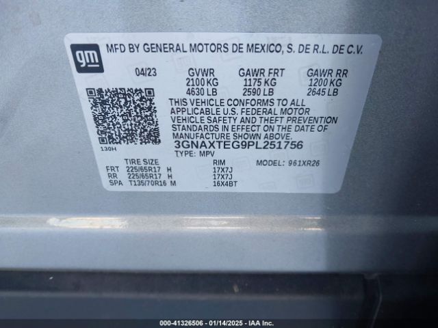 3GNAXTEG9PL251756 Chevrolet Equinox Awd 2fl