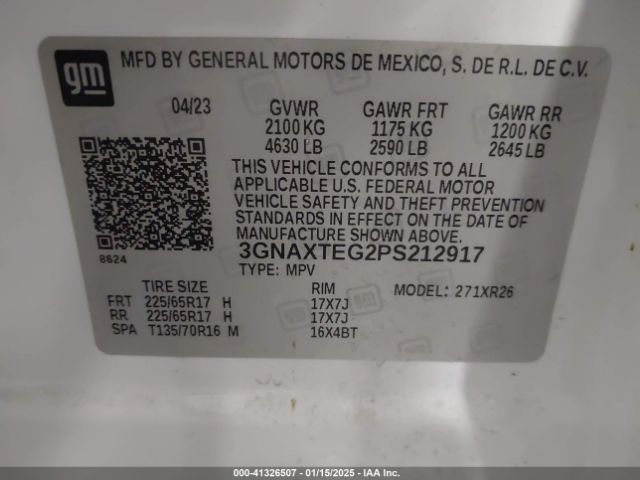 3GNAXTEG2PS212917 Chevrolet Equinox Awd 2fl