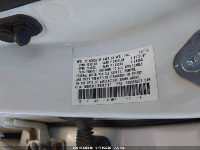 1HGCR3F81EA042147 Honda Accord Ex-l V-6
