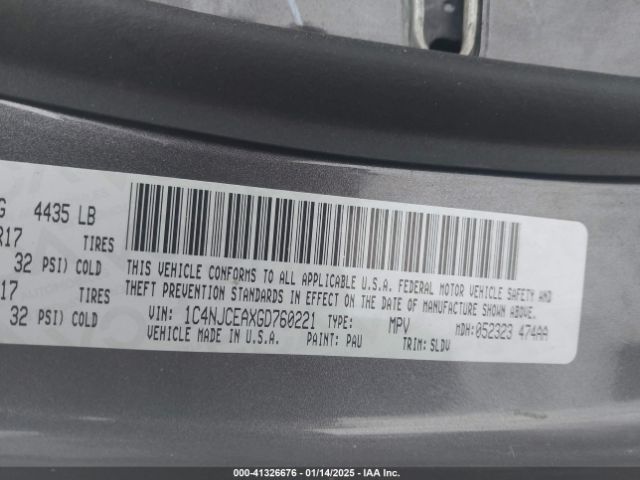 1C4NJCEAXGD760221 Jeep Compass High Altitude Edition