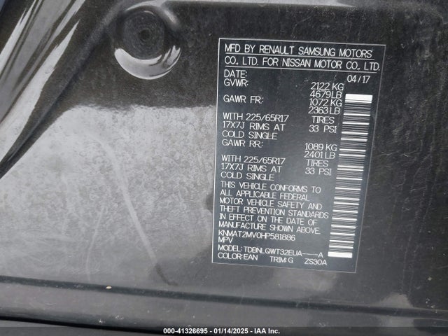 Nissan ROGUE SV 2017 KNMAT2MV0HP581886 Image 9