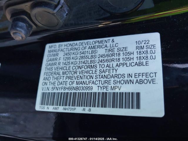 5FNYF8H66NB030959 Honda Passport Awd Trailsport