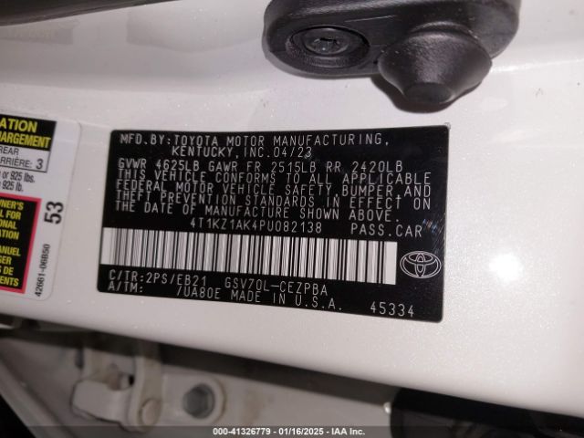 4T1KZ1AK4PU082138 Toyota CAMRY TRD