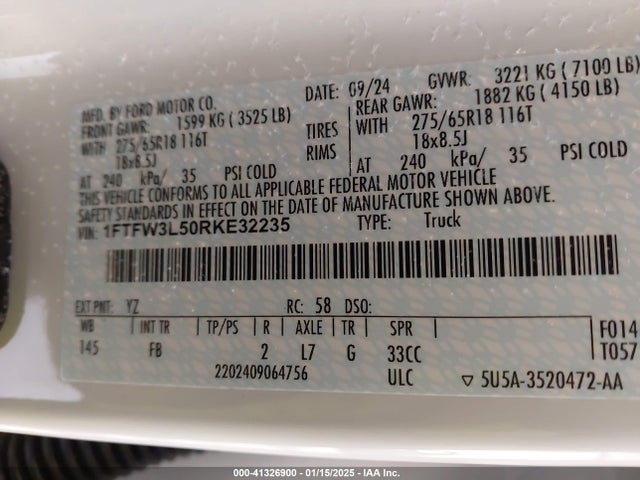 Ford F-150 Xlt 2024 1FTFW3L50RKE32235 Image 9