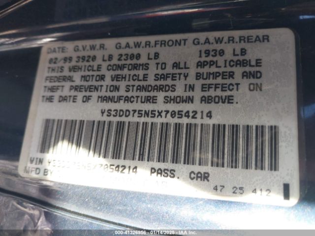 1999 SAAB 9-3 YS3DD75N5X7054214 Photo 8