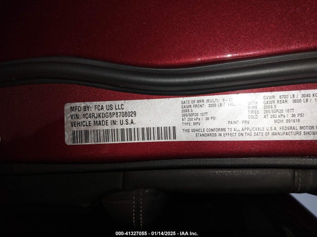 2023 Jeep Grand Cherokee L Overland 4x4 მანქანა იყიდება აუქციონზე, vin: 1C4RJKDG8P8708029, აუქციონის ნომერი: 41327055