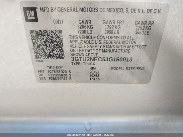 3GTU2NEC5JG160013 GMC Sierra 1500 Slt