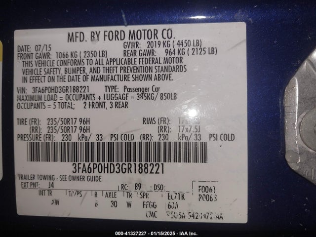 Ford FUSION SE 2016 3FA6P0HD3GR188221 Image 9