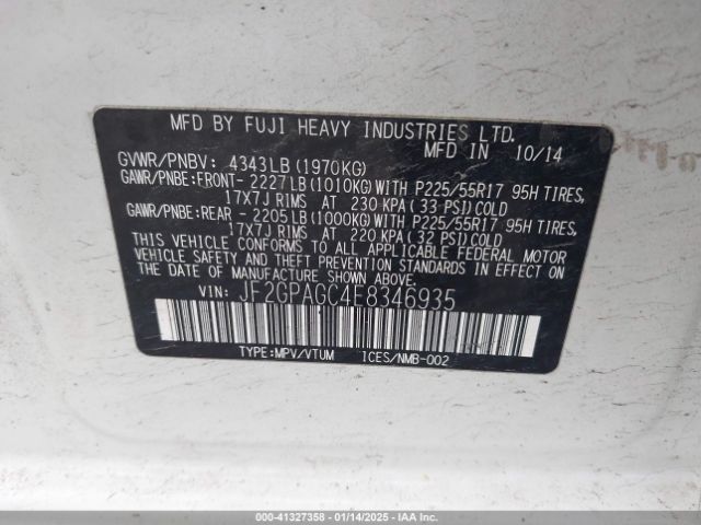 JF2GPAGC4E8346935 Subaru Xv Crosstrek 2.0i Limited