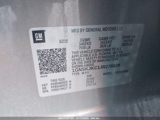 1GNSKJKC1JR278829 Chevrolet Suburban Premier