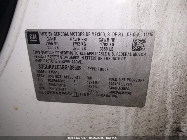Chevrolet Silverado 1500 1lt 2016 3GCUKREC3GG138639 Image 9