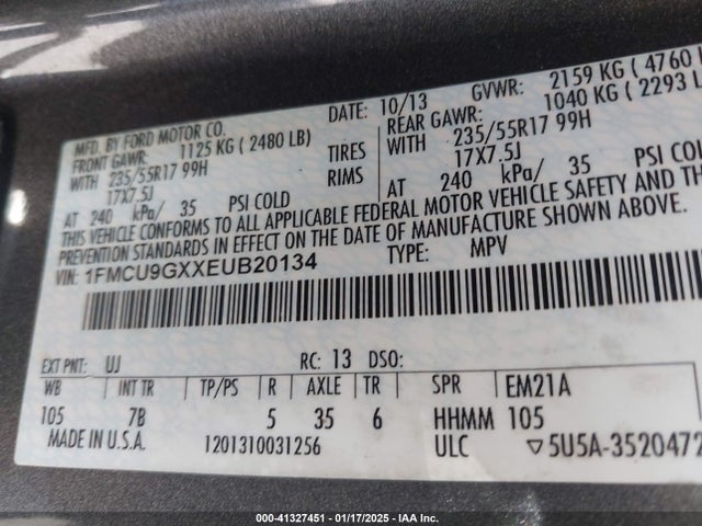 Ford ESCAPE SE 2014 1FMCU9GXXEUB20134 Image 9
