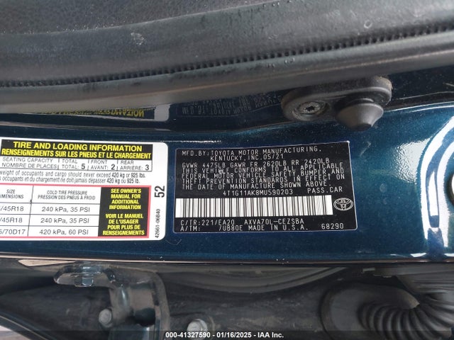 4T1G11AK8MU590203 Toyota CAMRY SE