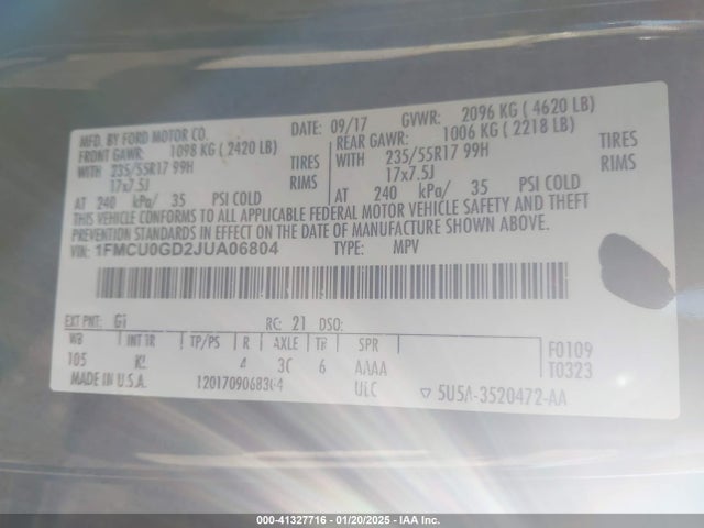 Ford ESCAPE SE 2018 1FMCU0GD2JUA06804 Image 9