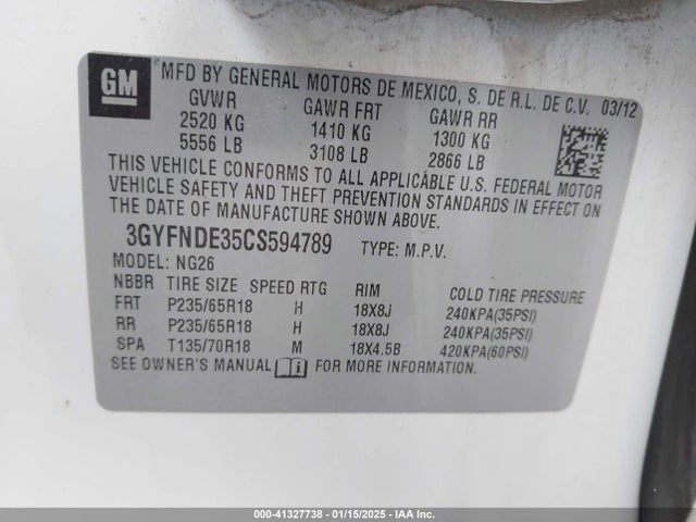 2012 CADILLAC SRX 3GYFNDE35CS594789 Photo 8