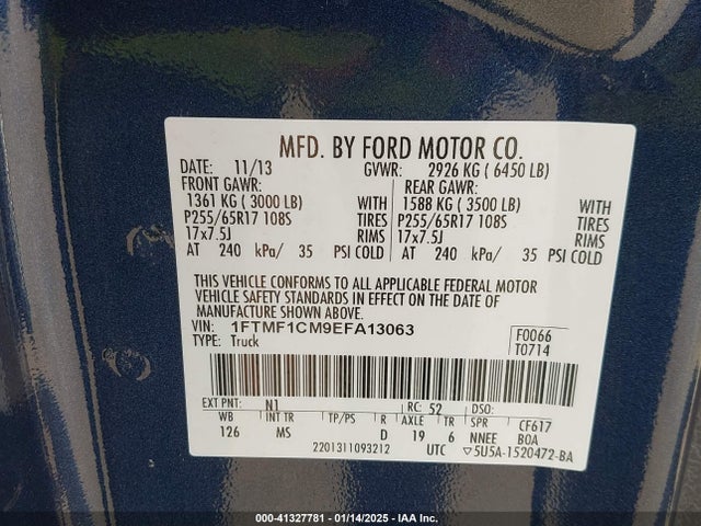 Ford F-150 Xlt 2014 1FTMF1CM9EFA13063 Image 9