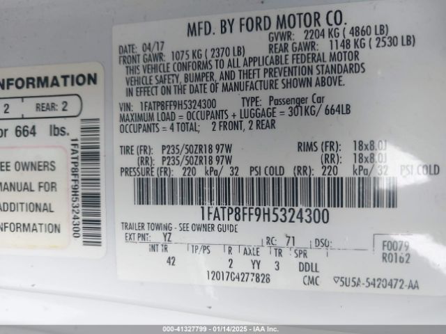1FATP8FF9H5324300 Ford Mustang Gt Premium